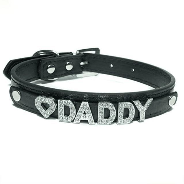 Black Daddy Rhinestone Collar Ddlg Bdsm Accessories