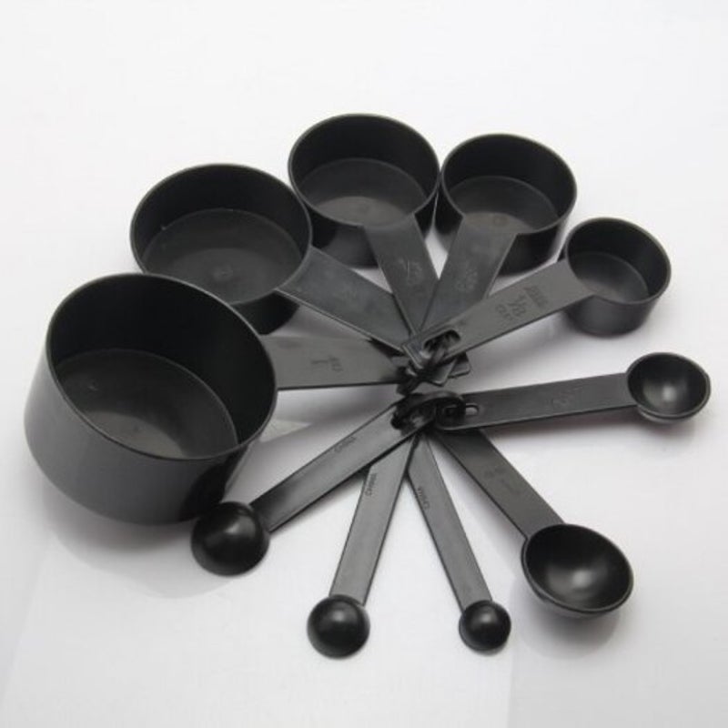Black Plastic Measuring Cups 10Pcs / Lot Spoon Kitchen Tools For Baking Coffee Tea