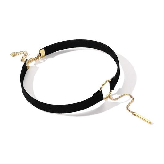 Black Brown Velvet Choker Boho Dainty Rope Bar Pedant Circle Necklaces For Women