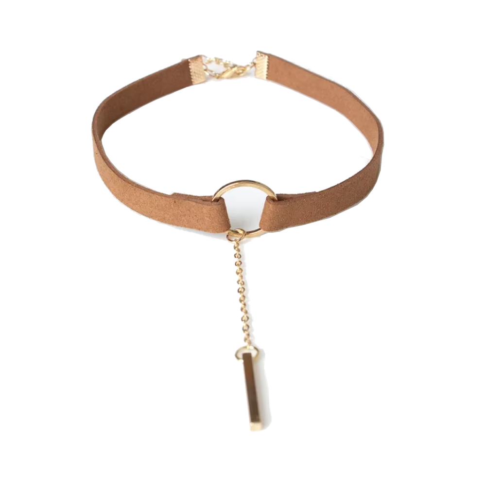 Black Brown Velvet Choker Boho Dainty Rope Bar Pedant Circle Necklaces For Women