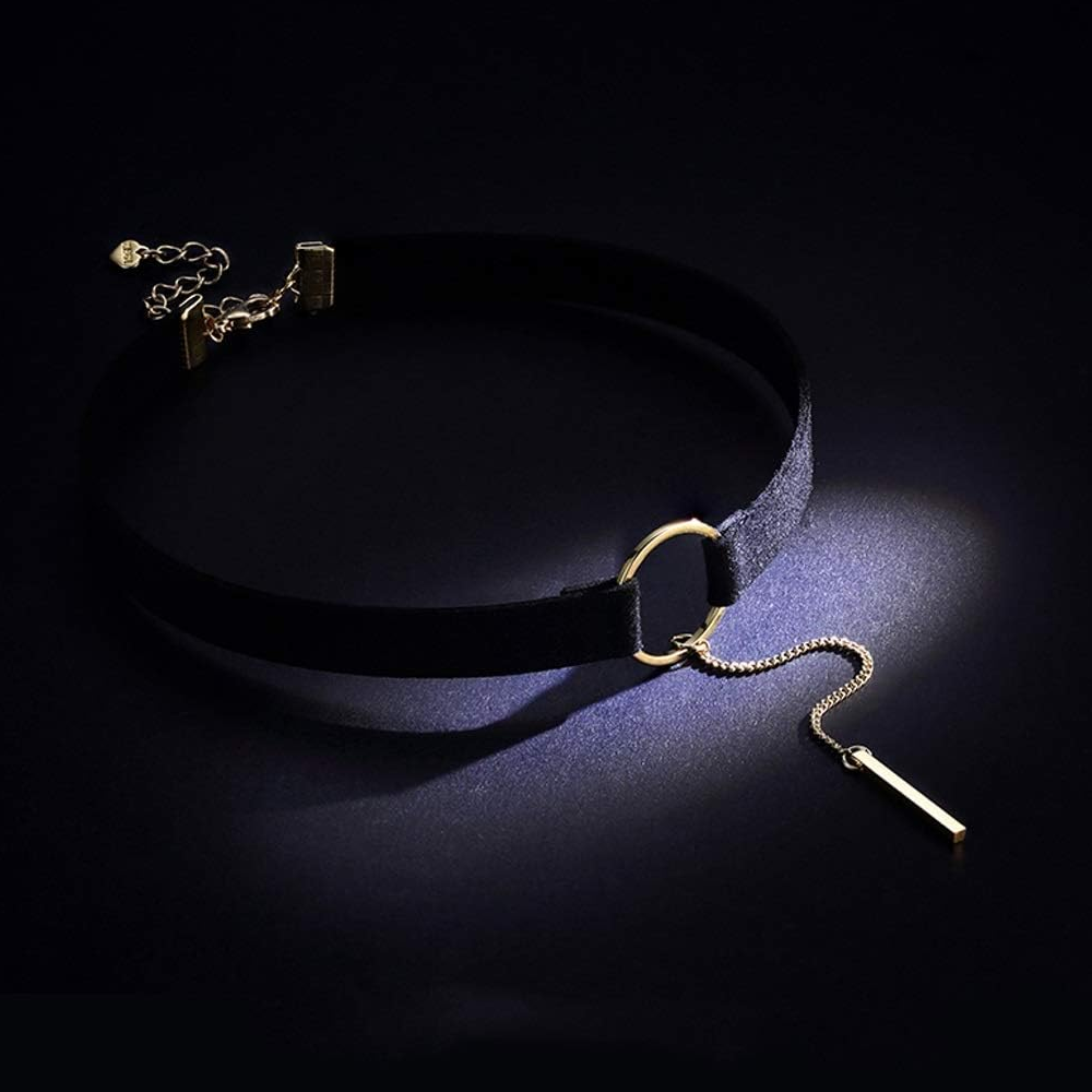 Black Brown Velvet Choker Boho Dainty Rope Bar Pedant Circle Necklaces For Women