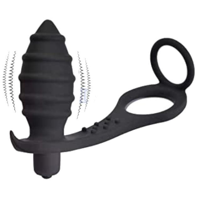 Anal Vibrator Cock Ring Testicle Male Prostate Massager