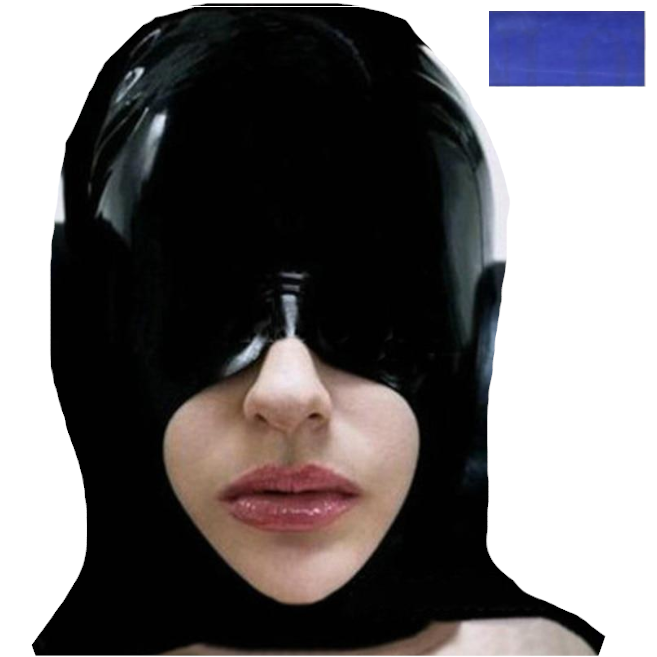 Black Half Face Latex Hood Eye Cover Rubber Open Mouth Mask Bdsm Fetish