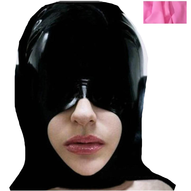 Black Half Face Latex Hood Eye Cover Rubber Open Mouth Mask Bdsm Fetish