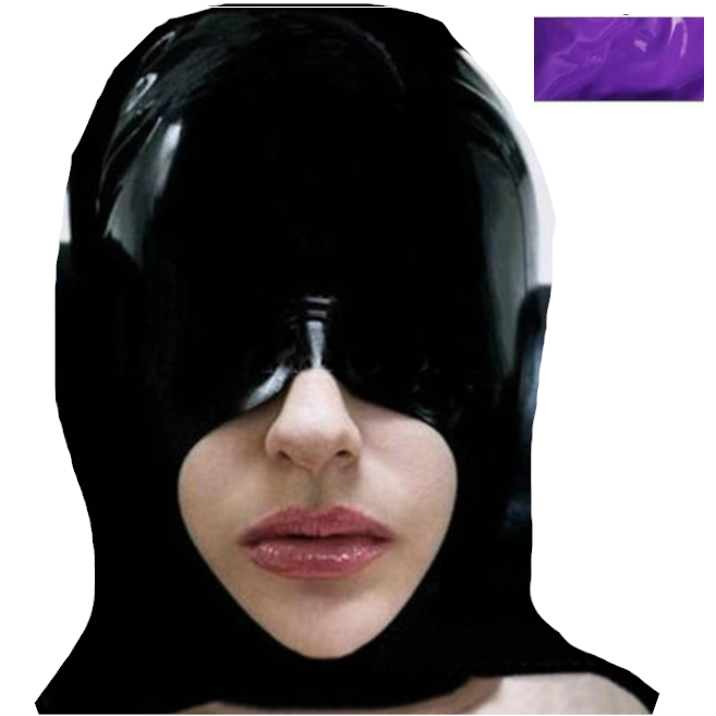 Black Half Face Latex Hood Eye Cover Rubber Open Mouth Mask Bdsm Fetish