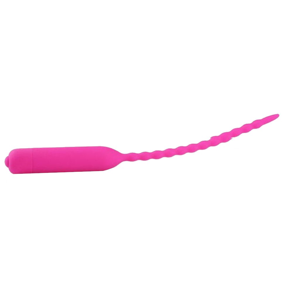 Black Pink Silicone Urethral Sound Beaded Penis Plug Vibrator