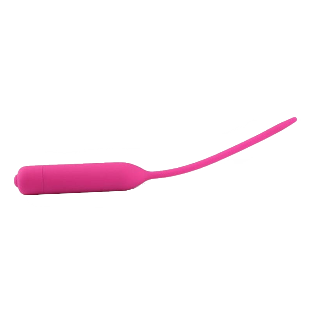 Black Pink Silicone Urethral Sound Beaded Penis Plug Vibrator