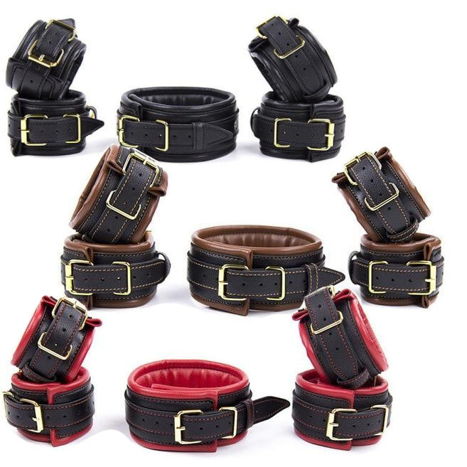 Soft Padded Collar Wrist Ankle Cuffs Bondage Restraint Kit