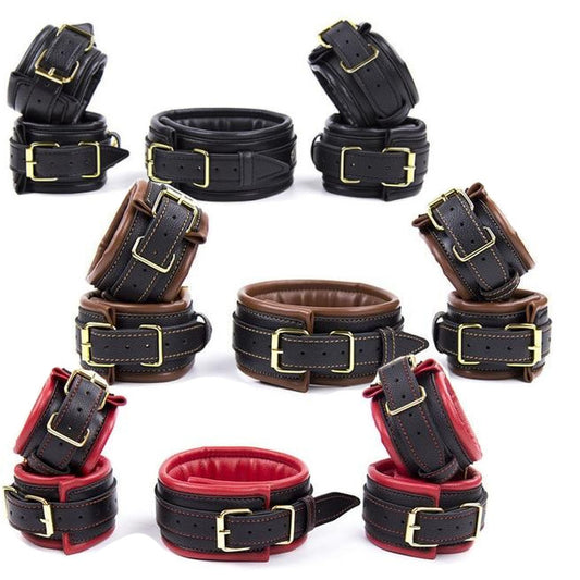 Soft Padded Collar Wrist Ankle Cuffs Bondage Restraint Kit