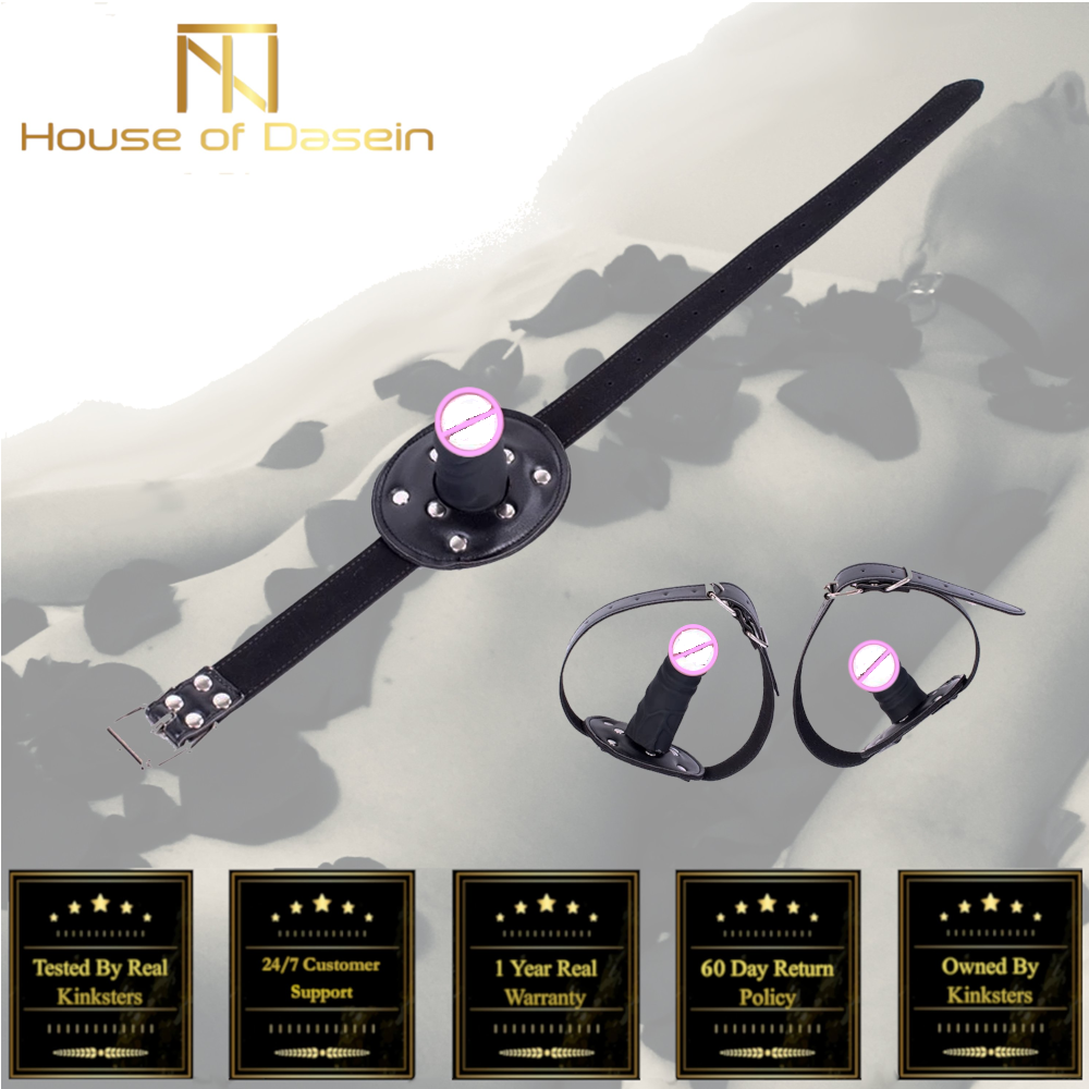Black Silicone Dildo Gag Phallic Mouth Muzzle Bondage Restraint