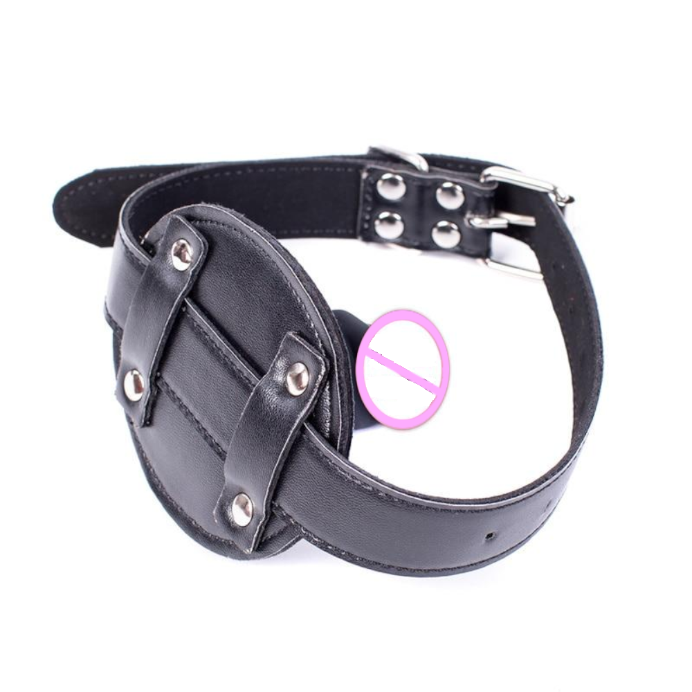 Black Silicone Dildo Gag Phallic Mouth Muzzle Bondage Restraint