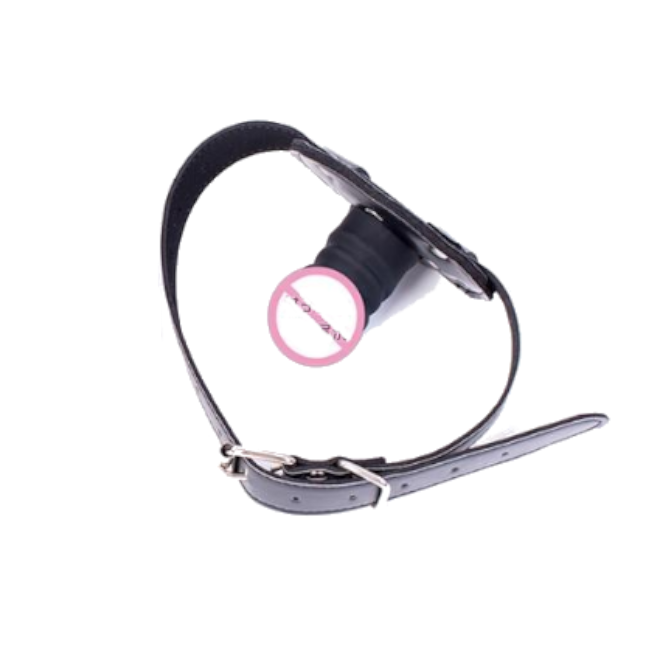 Black Silicone Dildo Gag Phallic Mouth Muzzle Bondage Restraint