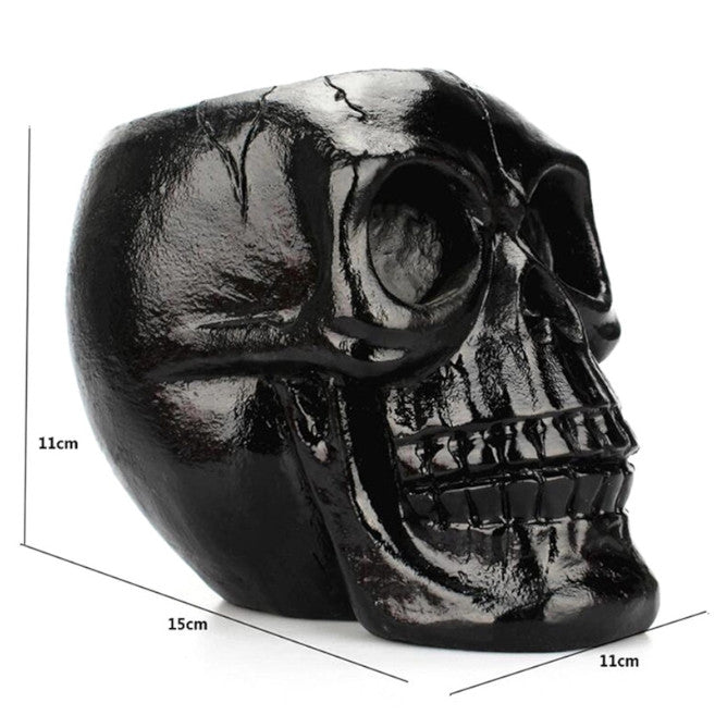 Black Skull Desktop Pen Holder Storage Case Resin Pencil Organizer Decoration