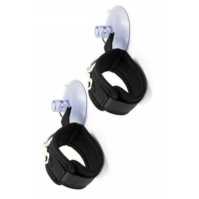 Black Suction Cup Handcuffs Ankle Cuffs Shower Restraints Bdsm Bondage