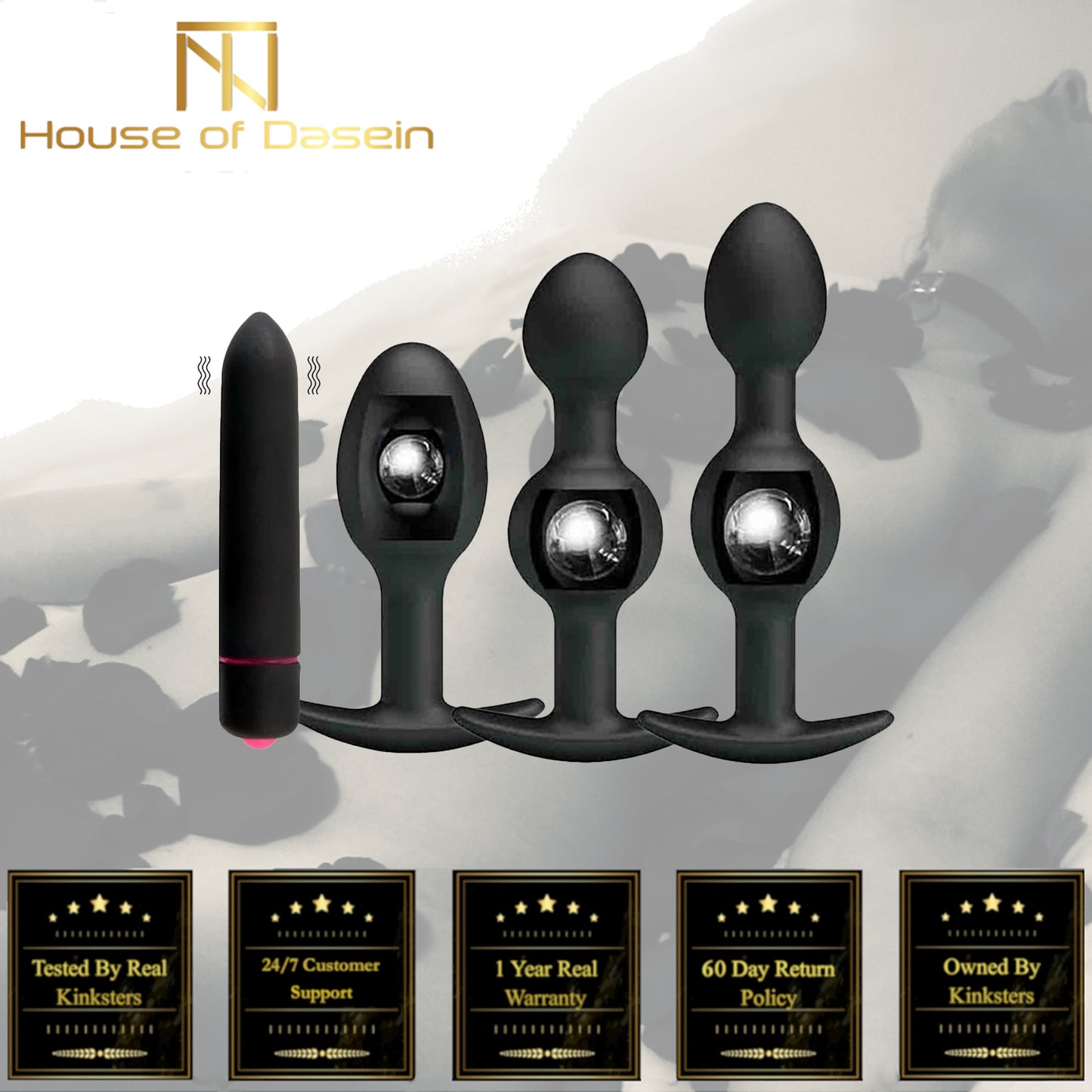 Black Kegel Balls Butt Plug Vibrator Anal Beads Bdsm Training