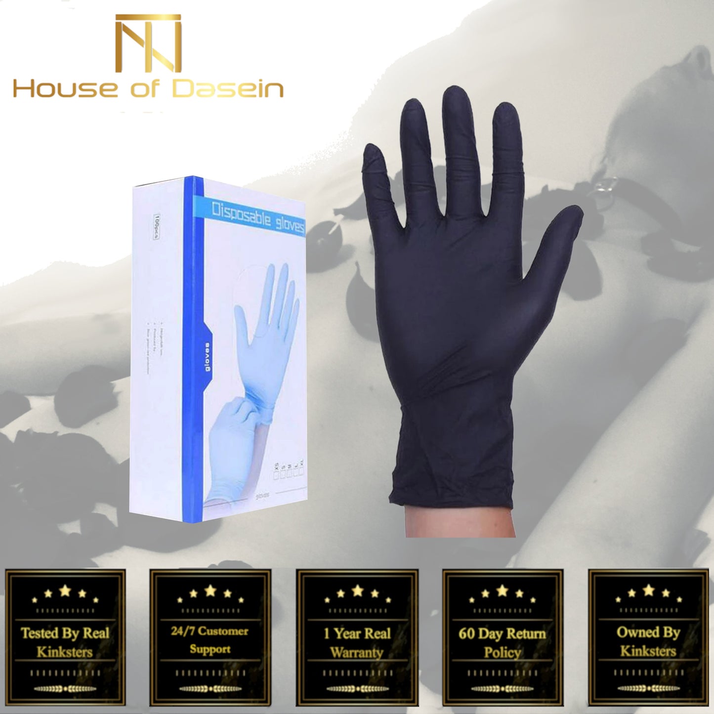 Bdsm Disposable Latex Nitrile Spanking Gloves Bondage Fetish Restraints