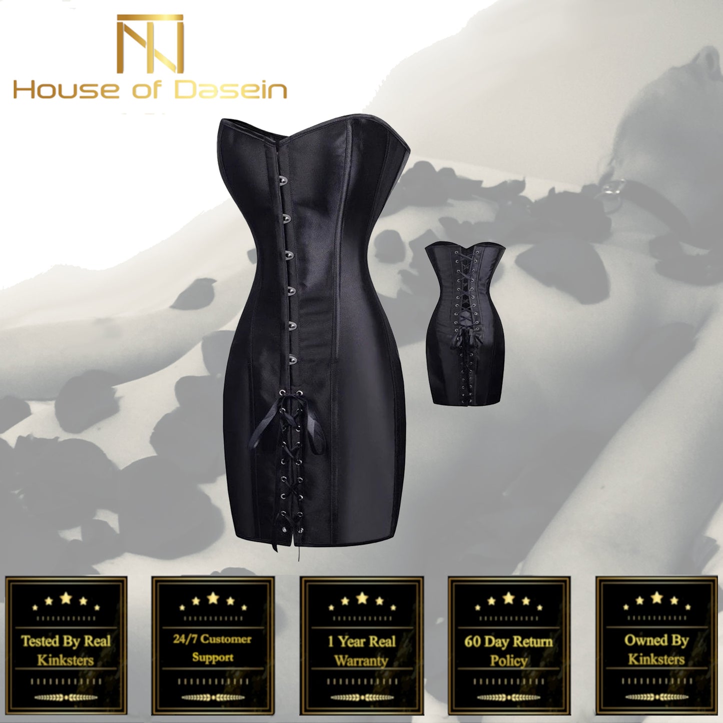 Black Long Waist Corset Dress Erotic Lingerie Bdsm Fetish