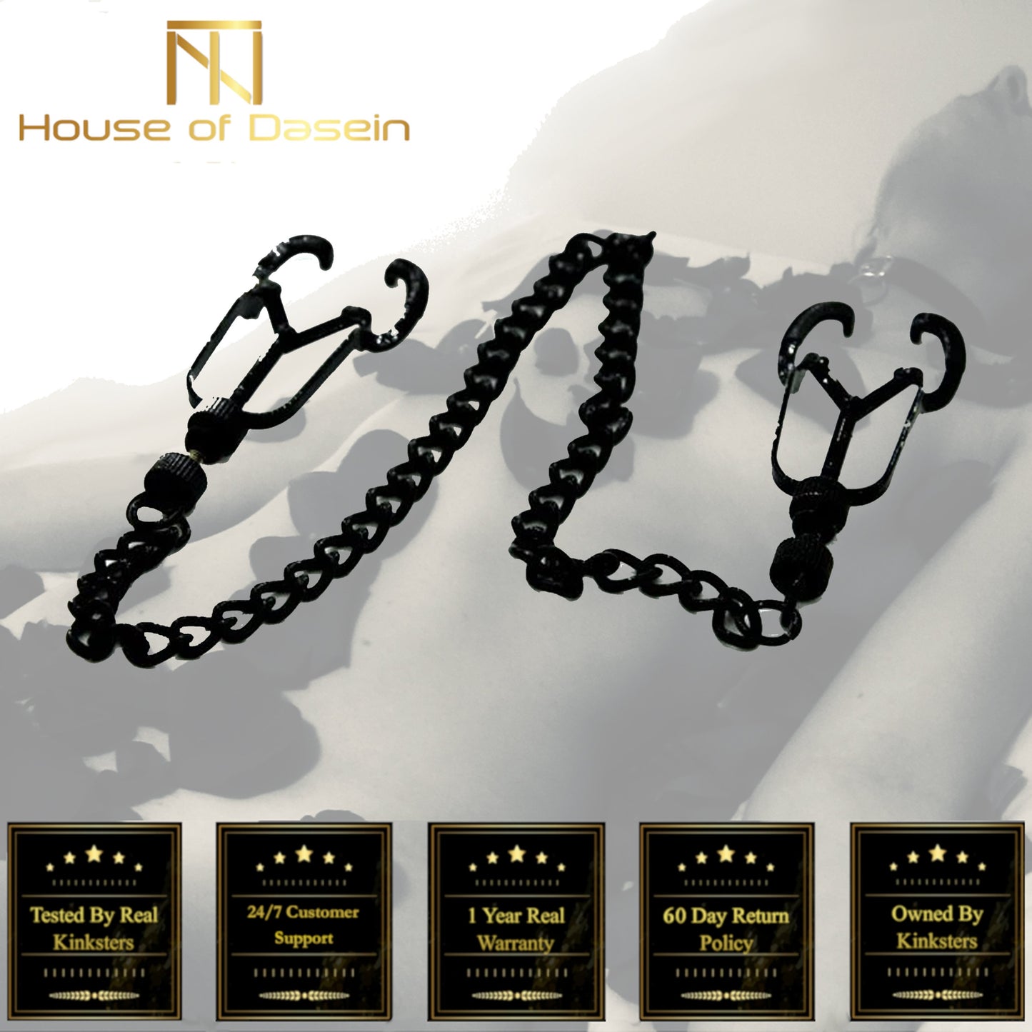 Black Metal Nipple Clamps Chain Breast Bondage Bdsm Kink Fetish Restraints