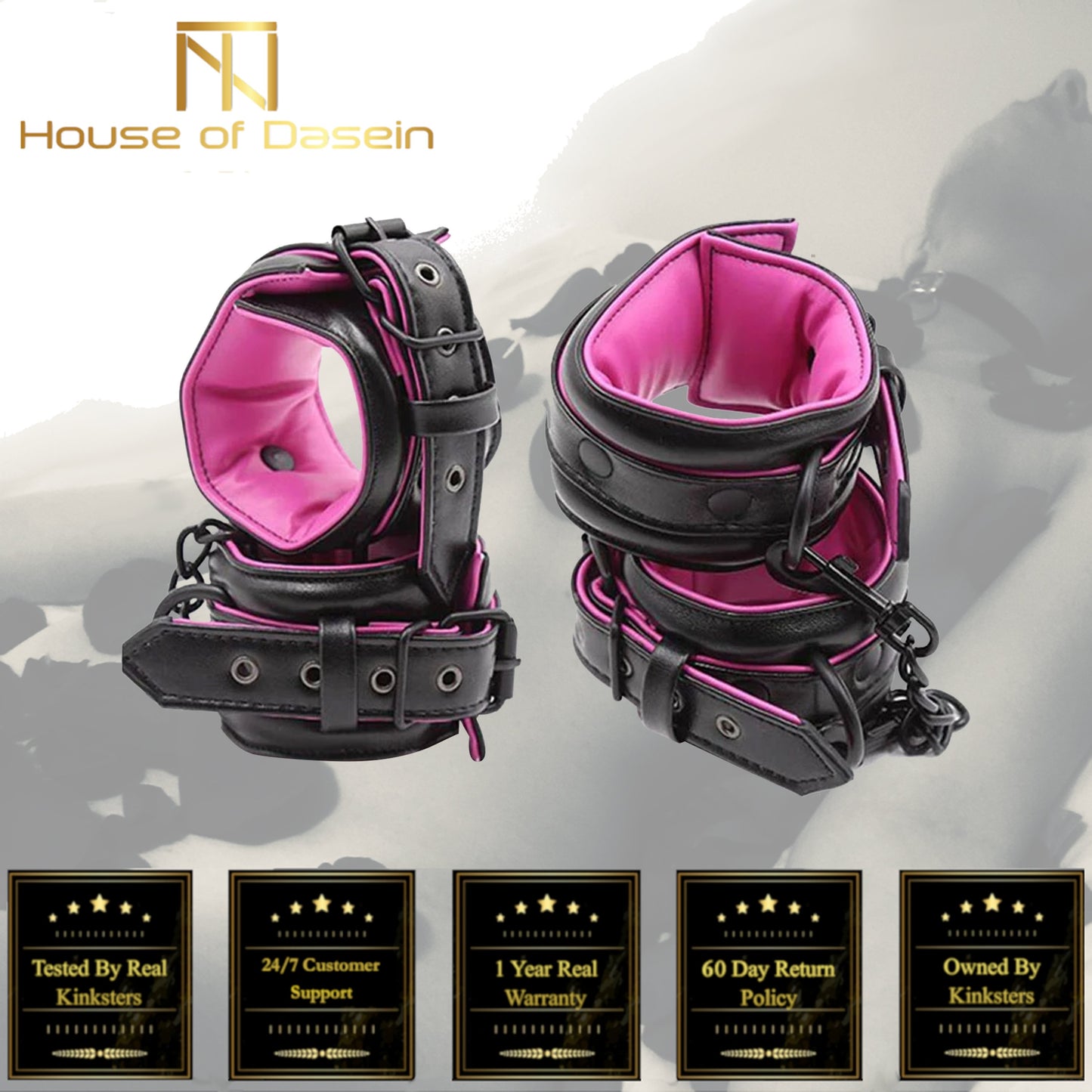 Soft Pink Ankle Wrist Cuffs Restraints Bdsm Fetish Kink