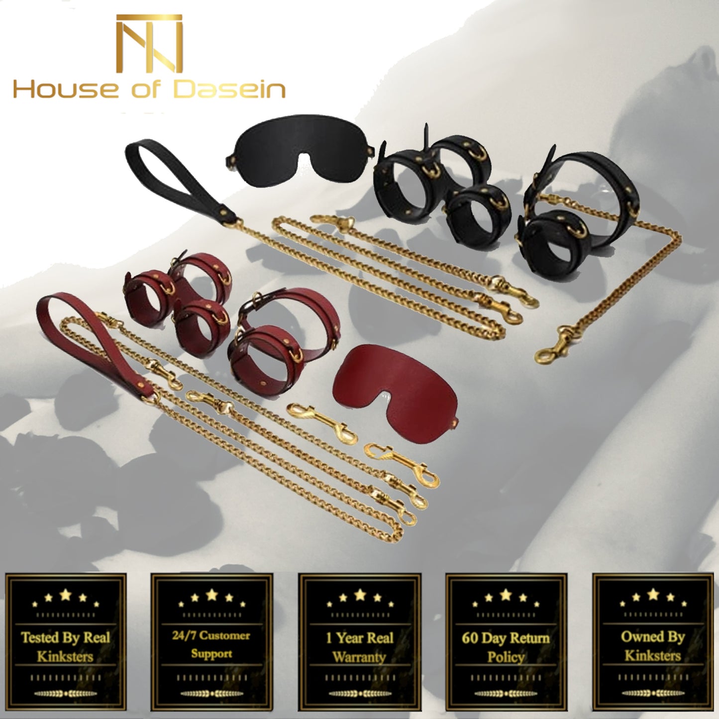 Bdsm Bondage Starter Kit Restraints Blindfold Collar Leash Cuffs