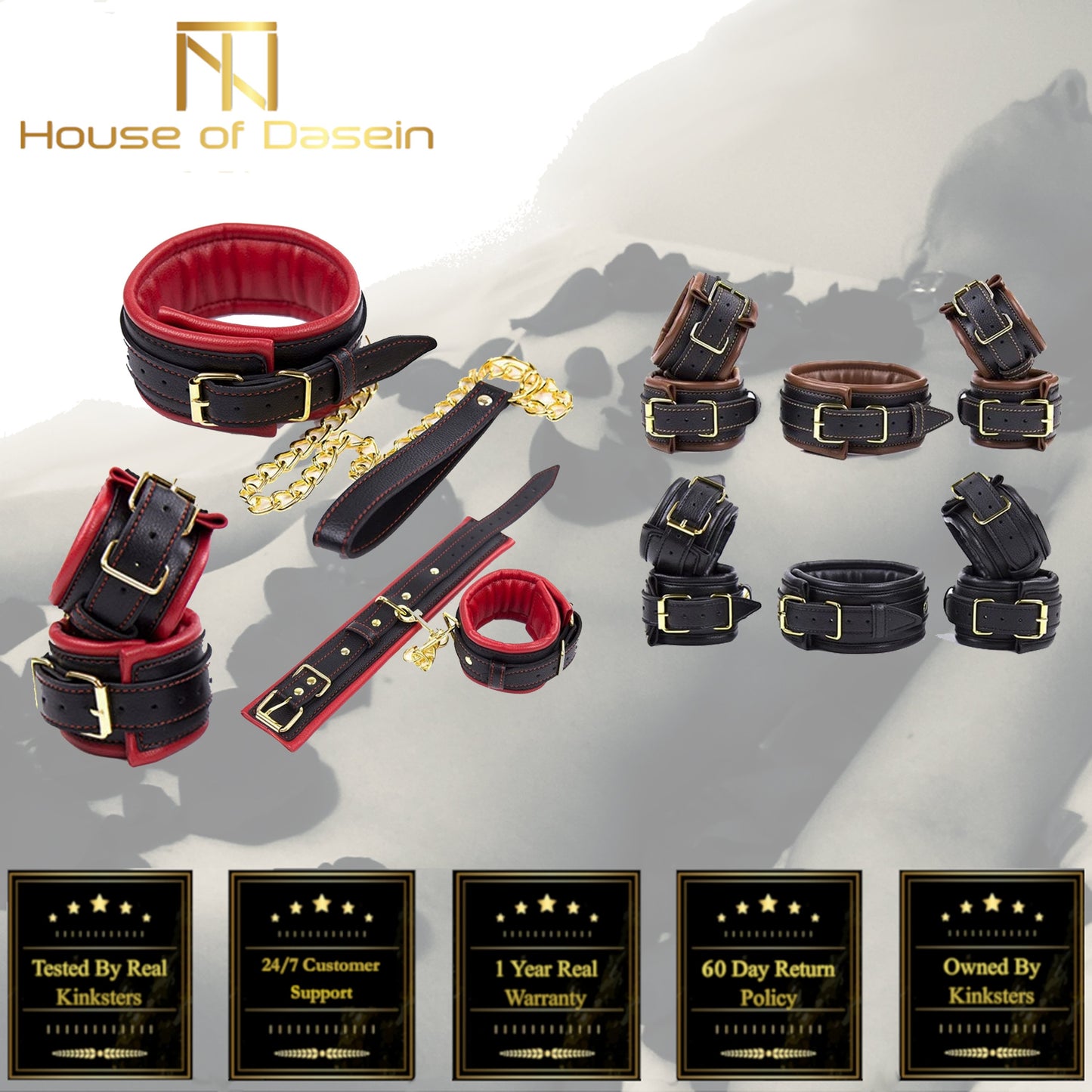 Soft Padded Collar Wrist Ankle Cuffs Bondage Restraint Kit