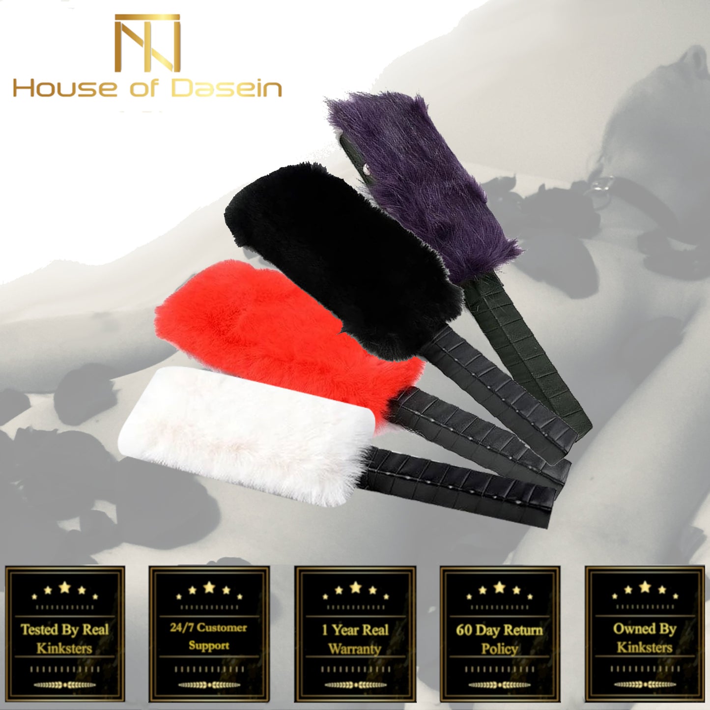 Black / Red White Purple Fur Paddle Bdsm Impact Play Spanking Fetish Kink