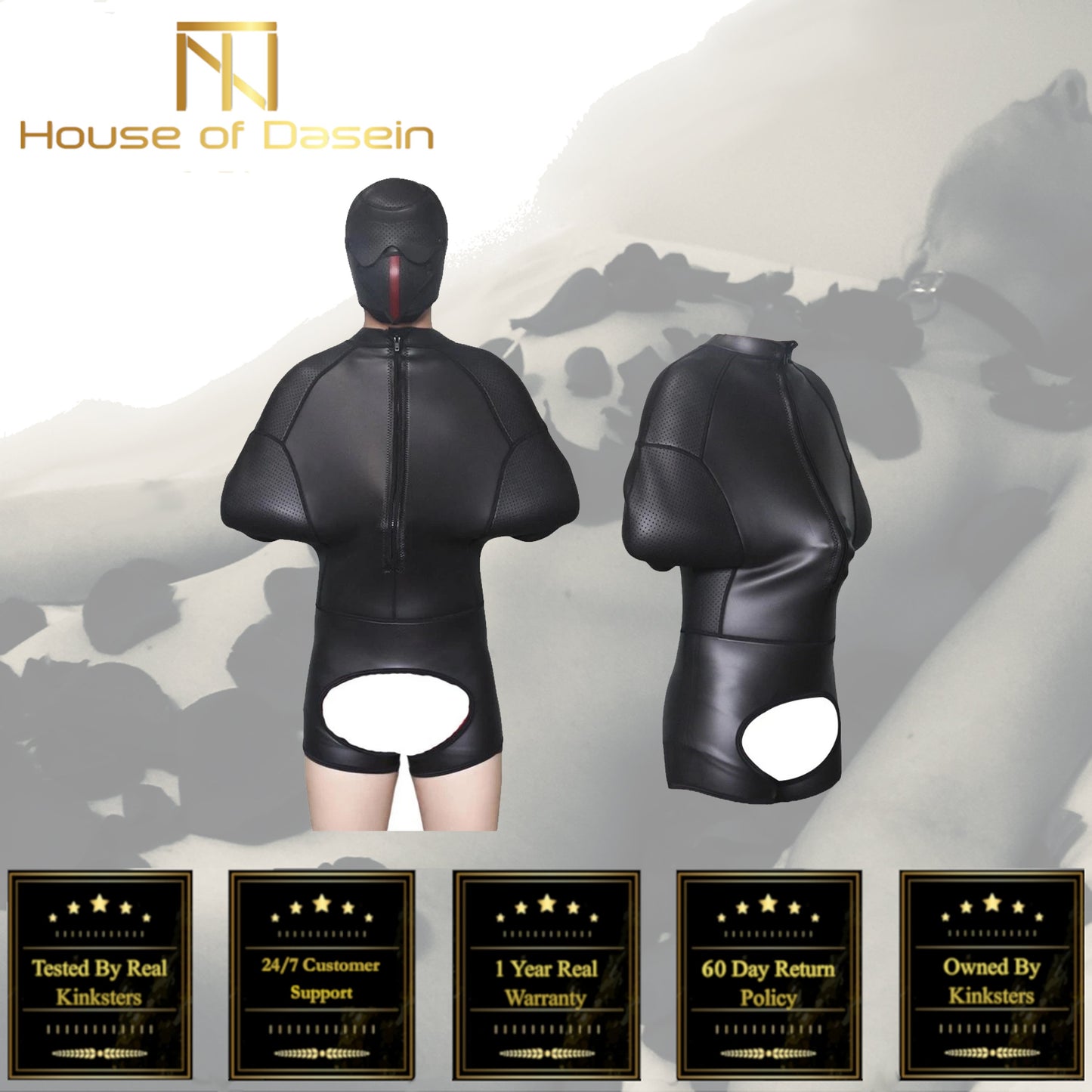 Black Sponge Bondage Set Bdsm Full Body Restraints Sensory Deprivation Hood