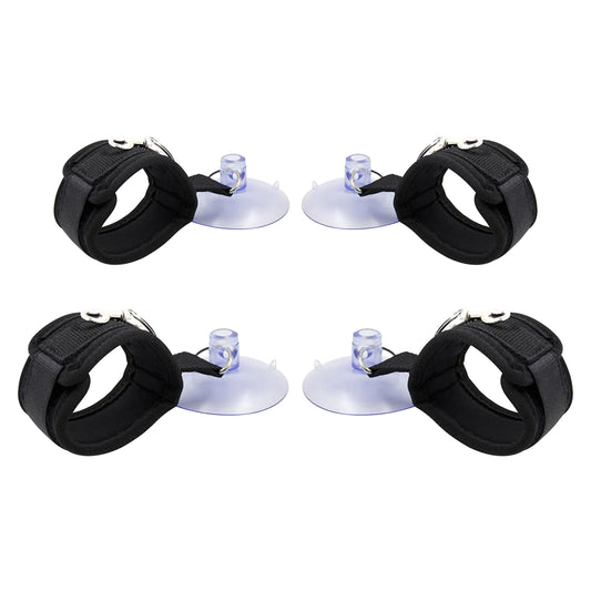 Black Suction Cup Handcuffs Ankle Cuffs Shower Restraints Bdsm Bondage