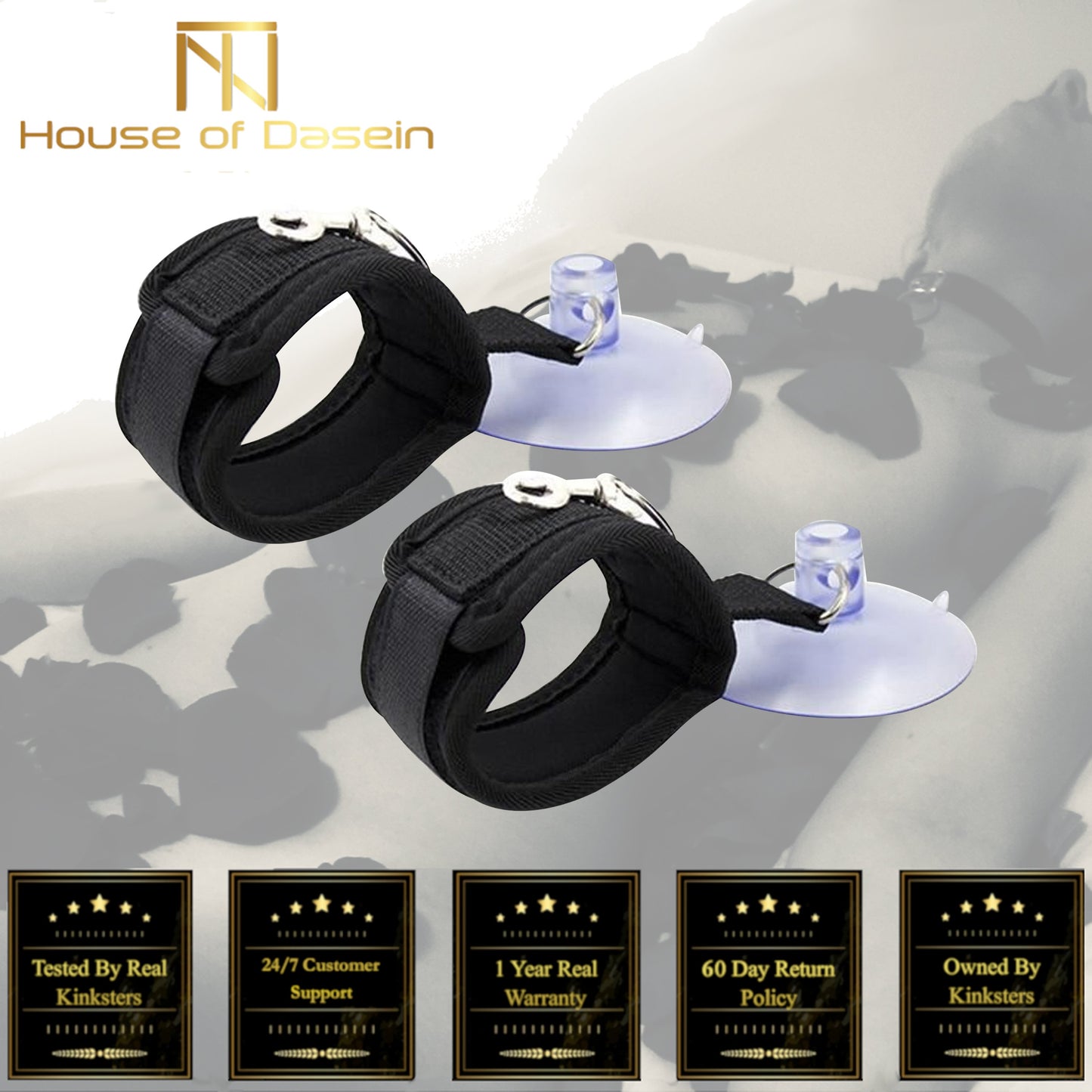Black Suction Cup Handcuffs Ankle Cuffs Shower Restraints Bdsm Bondage