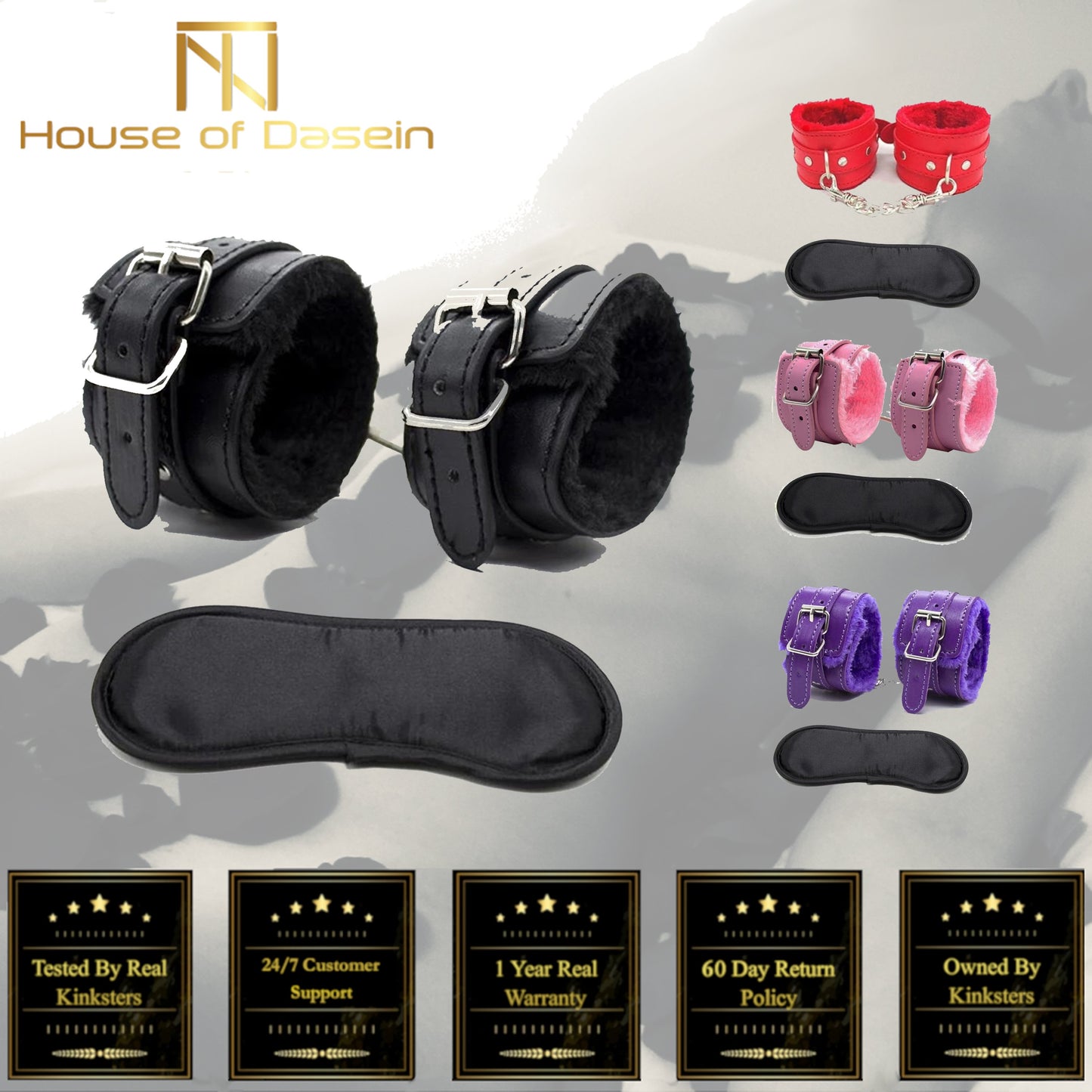 Blindfold Cuffs Set Sensory Deprivation Bondage Kink Bdsm Restraints
