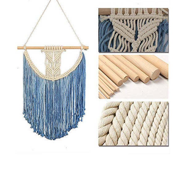 Blue Boho Macrame Wall Hanging Tapestry Decor