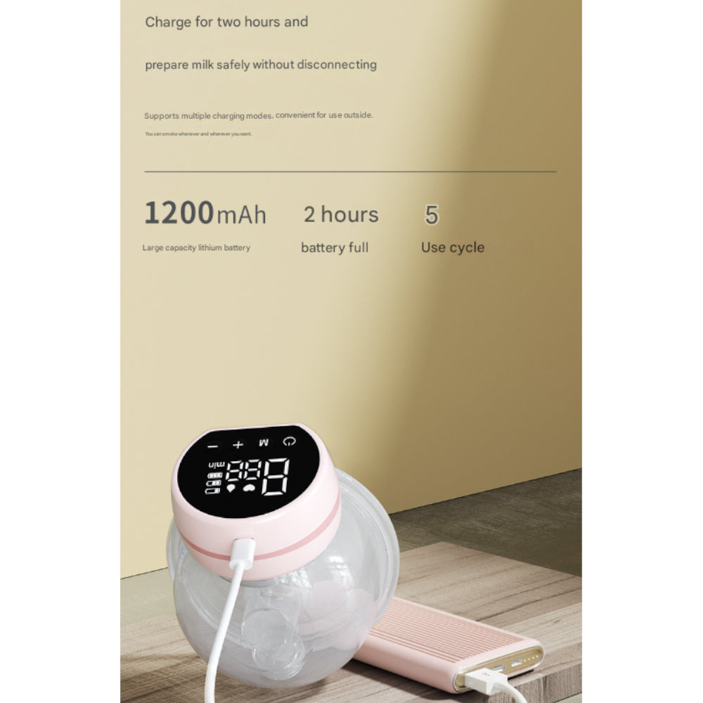 Blue Hands Free Wearable Electric Breast Pump Portable Quiet & Rechargeable With Led Display