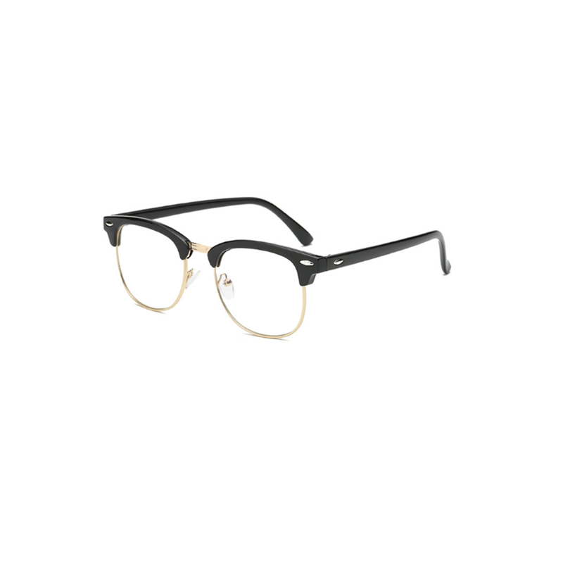 Blue Light Blocking Myopia Glasses Semi Rimless Lens Eyewear Bright Black Gold