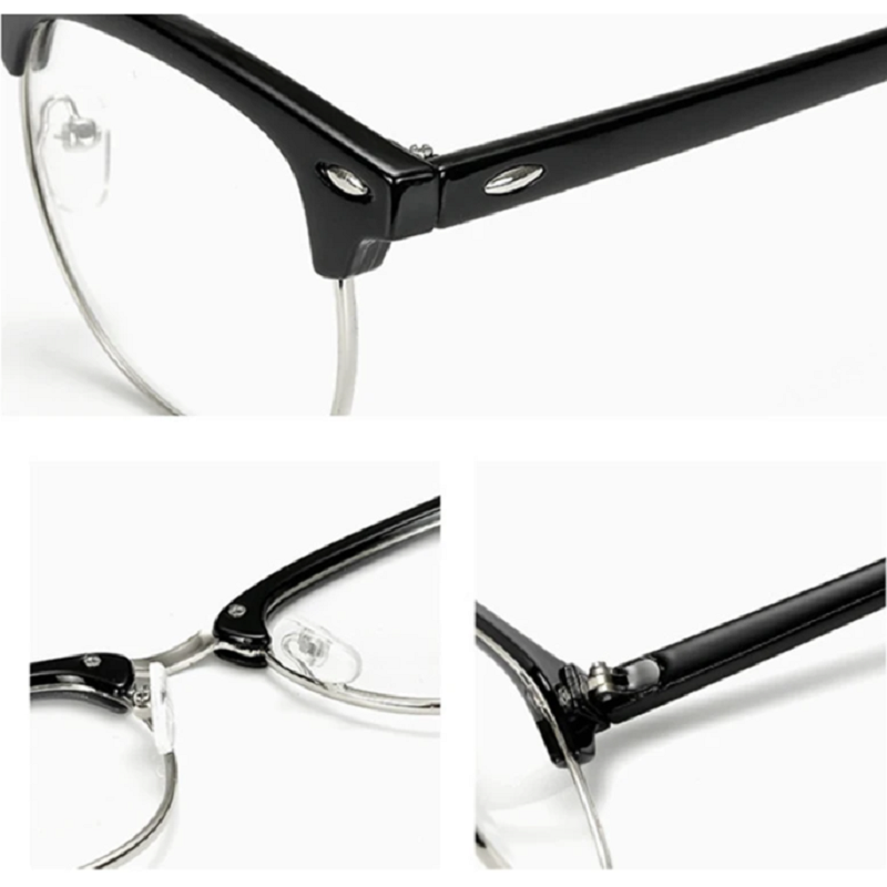 Blue Light Blocking Myopia Glasses Semi Rimless Lens Eyewear Bright Black Gold