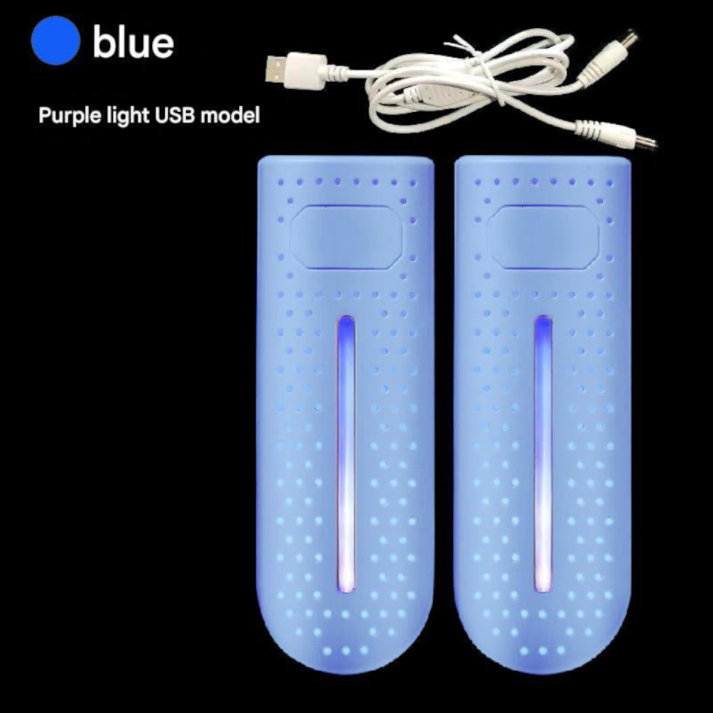 Blue Usb Shoe Dryer & Deodorizer Constant Temperature Electric Boot Warmer With Uv Sanitizer