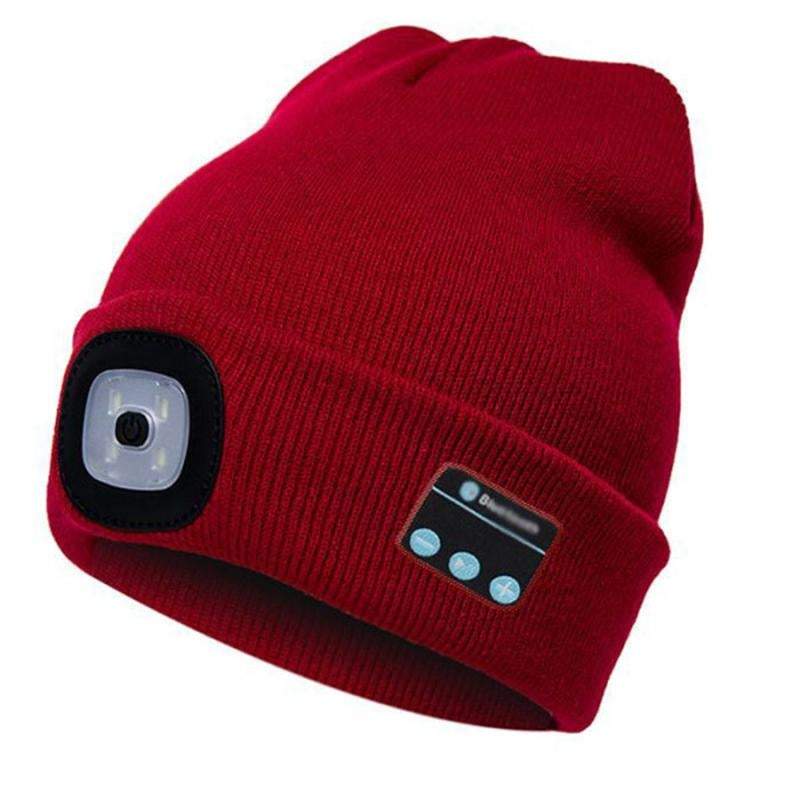Wireless Bluetooth Music Knitted Hat With Led Lamp Camping Beanie Headlamp