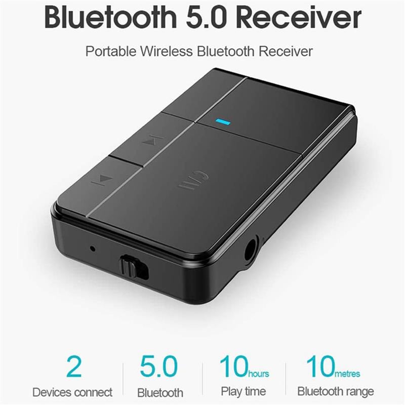 Bluetooth Receiver With Mic Handsfree 3.5 Mm Aux Wireless Bt 5.0 Adapter
