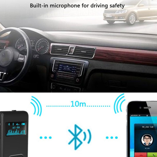Bluetooth 5.0 Receiver Lcd Display Screen Wireless Audio Adapter Car Transmitter