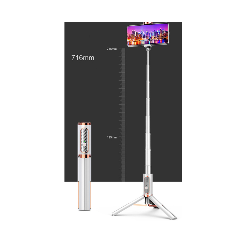 Bluetooth Remote Control Mini Selfie Stick With Reinforced Tripod White