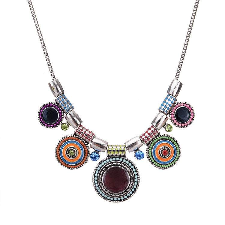 Veile Studios Necklaces Bohemia Metal Enamel Statement Women Multicolor Pendants Jewellery Collar For Gift Party Colourf