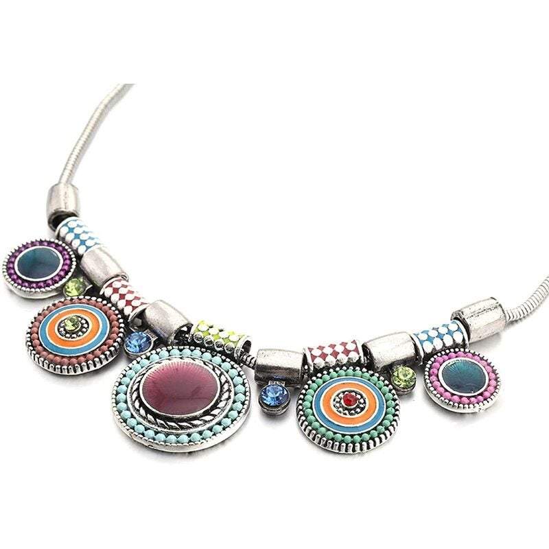 Veile Studios Necklaces Bohemia Metal Enamel Statement Women Multicolor Pendants Jewellery Collar For Gift Party Colourf