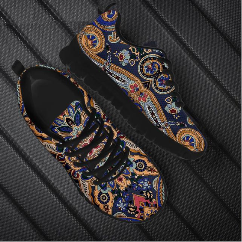 Bohemia Mandala Flower Print Boho Casual Lace Up Sneakers For Women