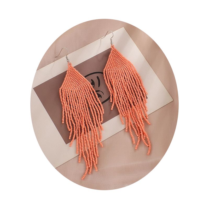 Bohemian Ethnic Vintage Colourful Handmade Beads Tassel Boho Beaded Hanging Earrings