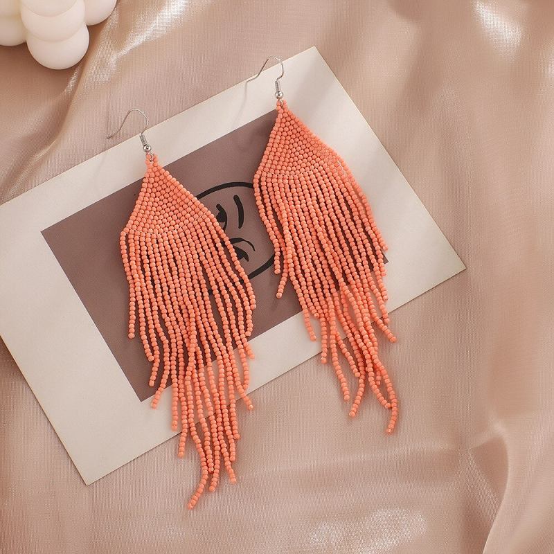 Bohemian Ethnic Vintage Colourful Handmade Beads Tassel Boho Beaded Hanging Earrings