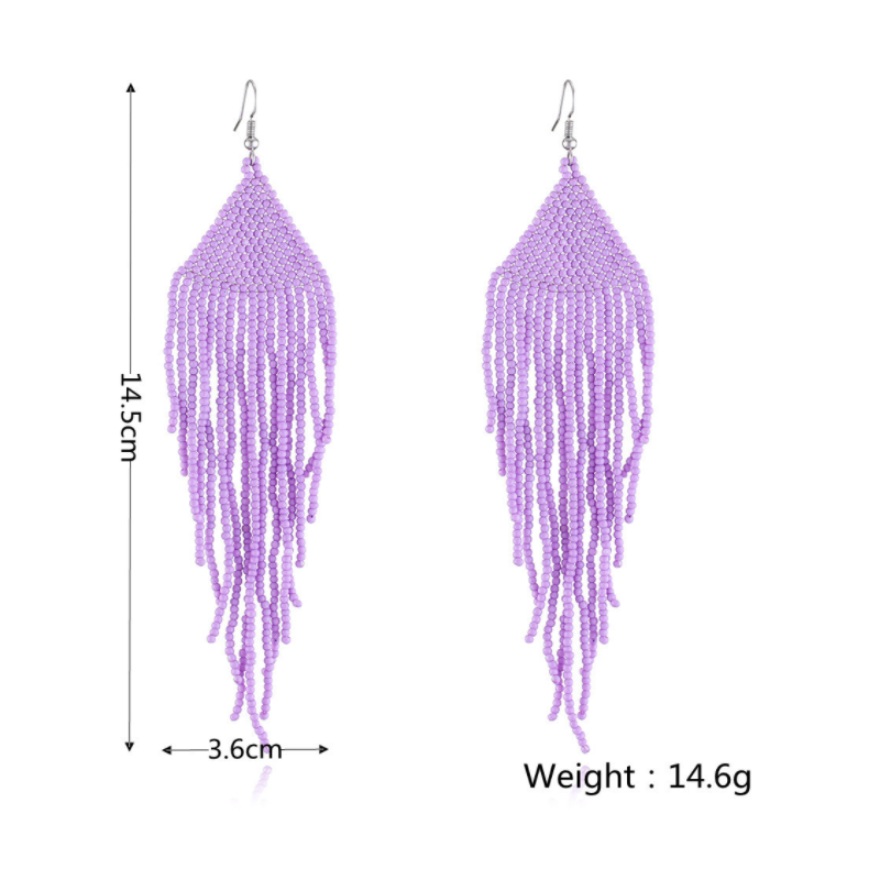 Bohemian Ethnic Vintage Colourful Handmade Beads Tassel Boho Beaded Hanging Earrings