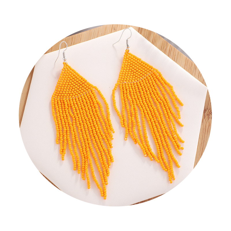 Bohemian Ethnic Vintage Colourful Handmade Beads Tassel Boho Beaded Hanging Earrings