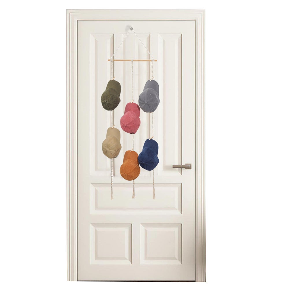 Boho Caps Storage Display Rack With Decorative Tassels For Baseball Wide Brim Hats