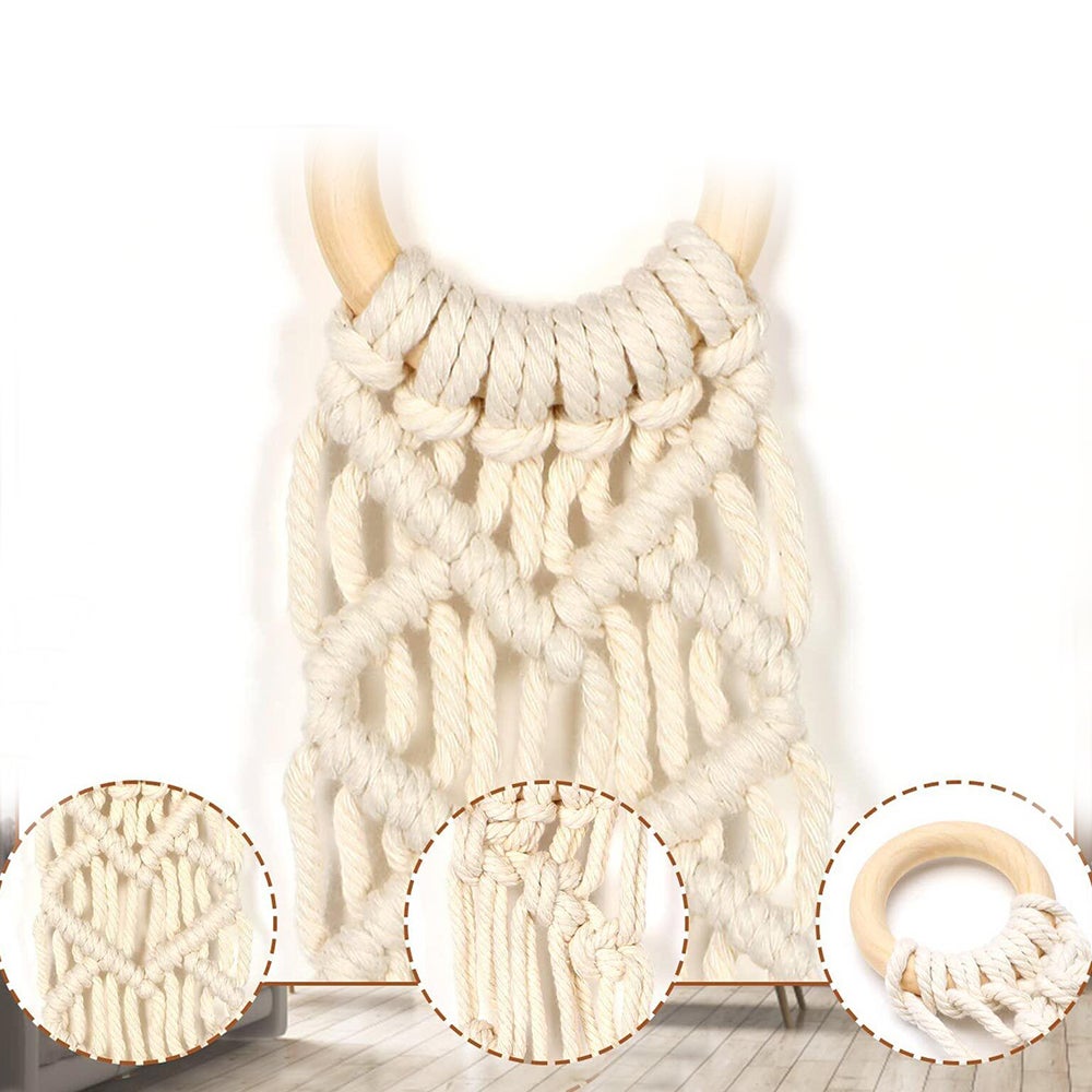 Boho Hand-Woven Macrame Hat Display Rack Hanging Cap Holder Rope Hanger