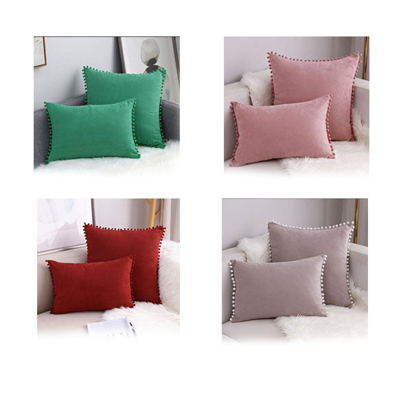 Boho Suede Pom Cushion Covers