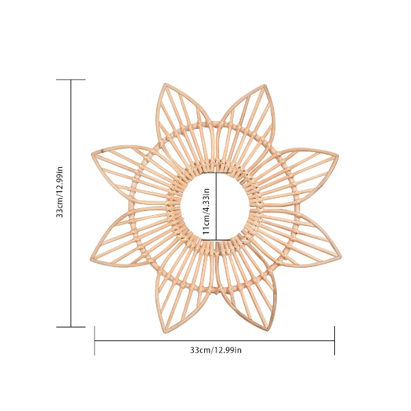 Boho Sunflower Floral Rattan Wall Art Decor